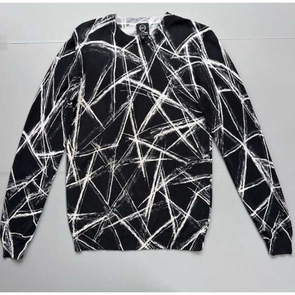 Alexander McQueen Other - ALEXANDER MCQUEEN MCQ Sweater Men Small Abstract Black White Silk Cotton Preppy